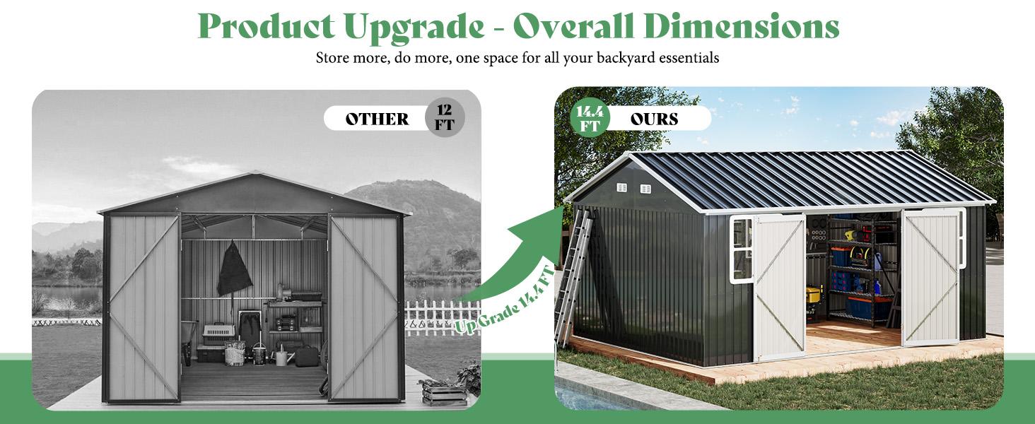 [Spring Sale] AMERLIFE Shed 4-pane Window Nordic Cottage Storage Shed Outdoor Metal Garden House Double Hinged Lockable Doors for Backyard Garden Patio Lawn