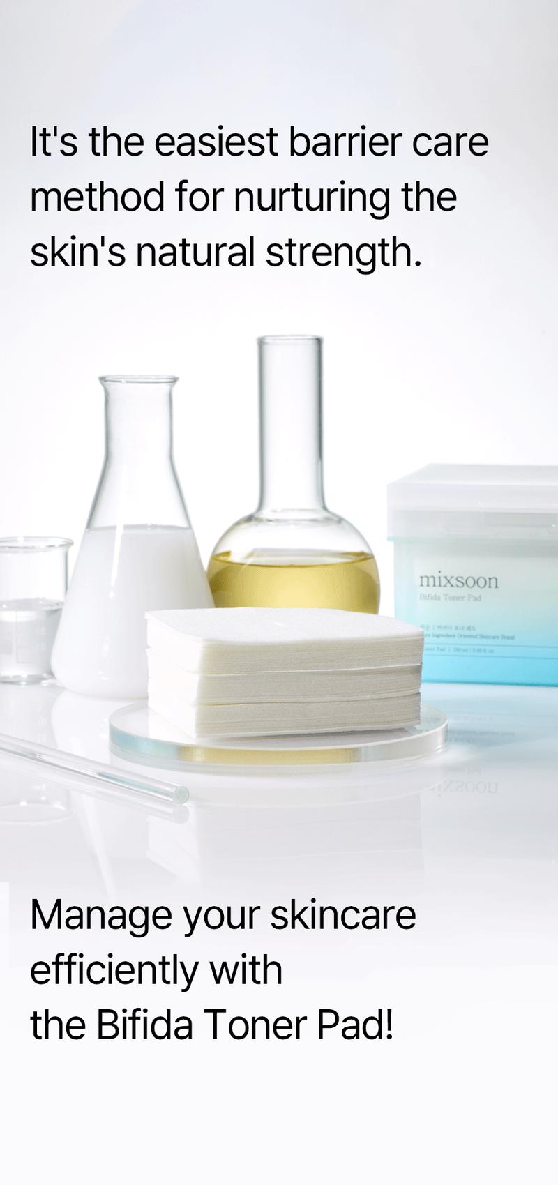 [mixsoon Official Shop] Bifida Toner Pads 9.46 fl.oz / 250ml / 120 Sheets - Hydrating & Rejuvenating Toner Pads, Korean Skin Care