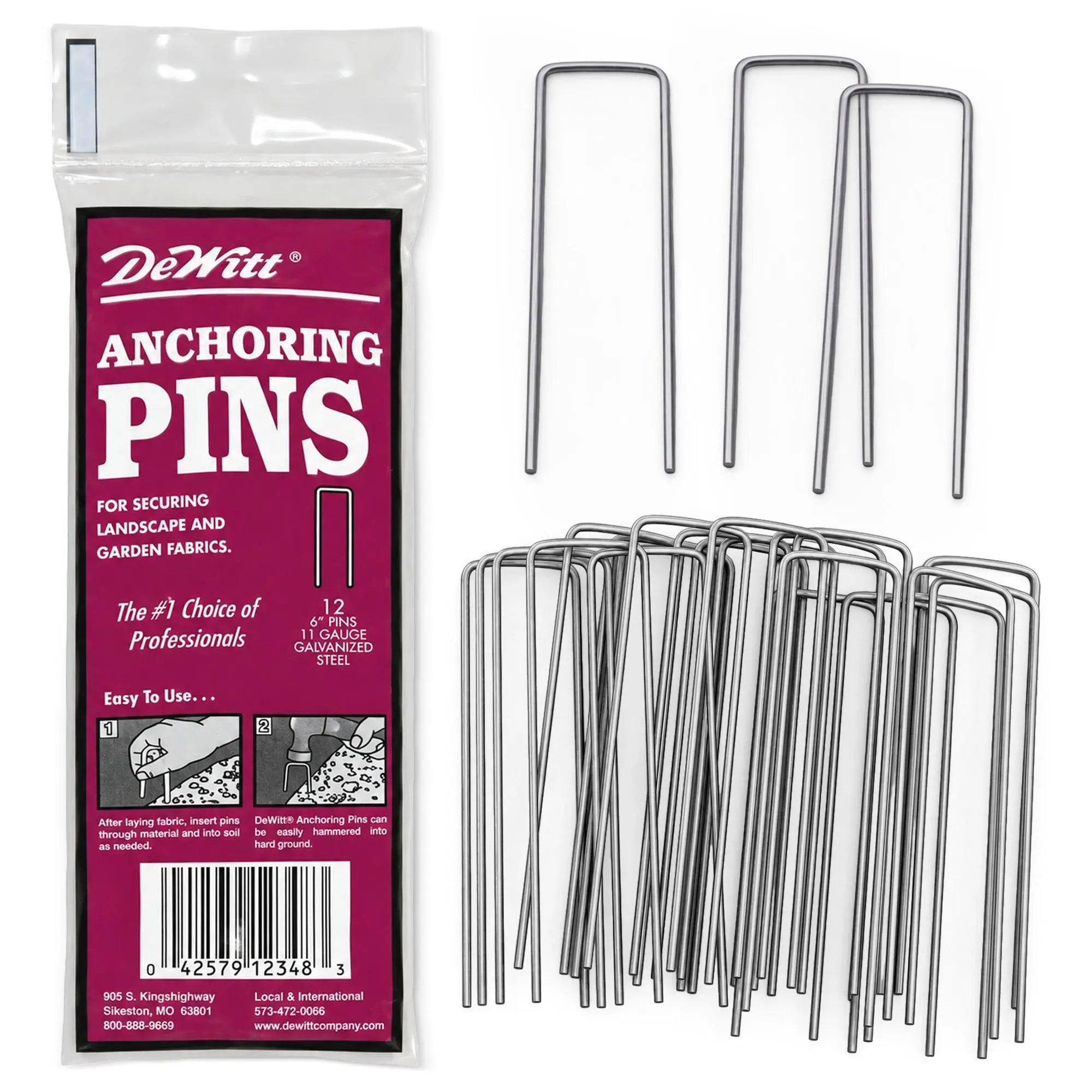 DeWitt 6 Inch U-Shaped Steel Anchoring Pins for Garden & Landscaping, 500 Count