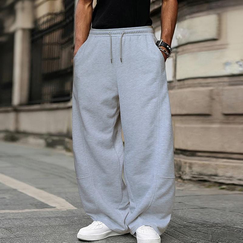 Men's Baggy Sweatpants, Loose Fit Casual Drawstring Elastic Waist, Wide Leg Joggers Trousers with Pockets, Comfortable Daily Wear, Sports Bottoms