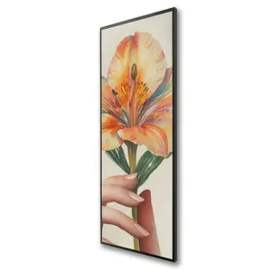 Pictorem C1FC2060YRDK9B 20 x 60 in. Ahold Orange Framed Canvas Wall Art - Stylish Home Decor Accent