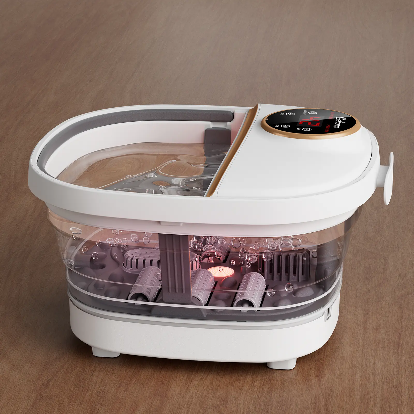 Valentine's Day gift Foot Spa Massager, Foldable Foot Spa Bathtub with Bottom Massage, Automatic Timer, Temperature Control and Hydrotherapy Soaking Function. It is the easiest and most convenient way to enjoy relaxation in your daily life.