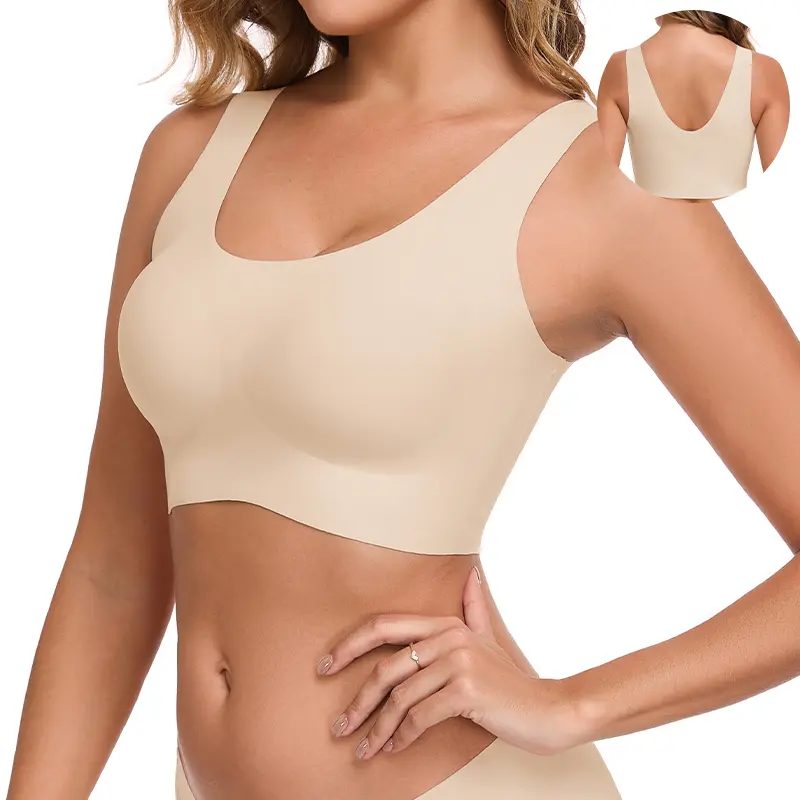 ubras Seamless Bras for Women Full Coverage Wireless Bralette Widen Straps Side Comfortable Breathable Smooth Pull On Bras Smart Size Fabric Stretchy Minimalist Basic Nude Lightweight Womenswear Soft Everyday Bra