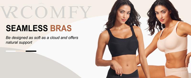 VRCOMFY Women’s Wireless Bras – Full Coverage, Comfortable Padded T-Shirt Bra, Everyday No Underwire Support