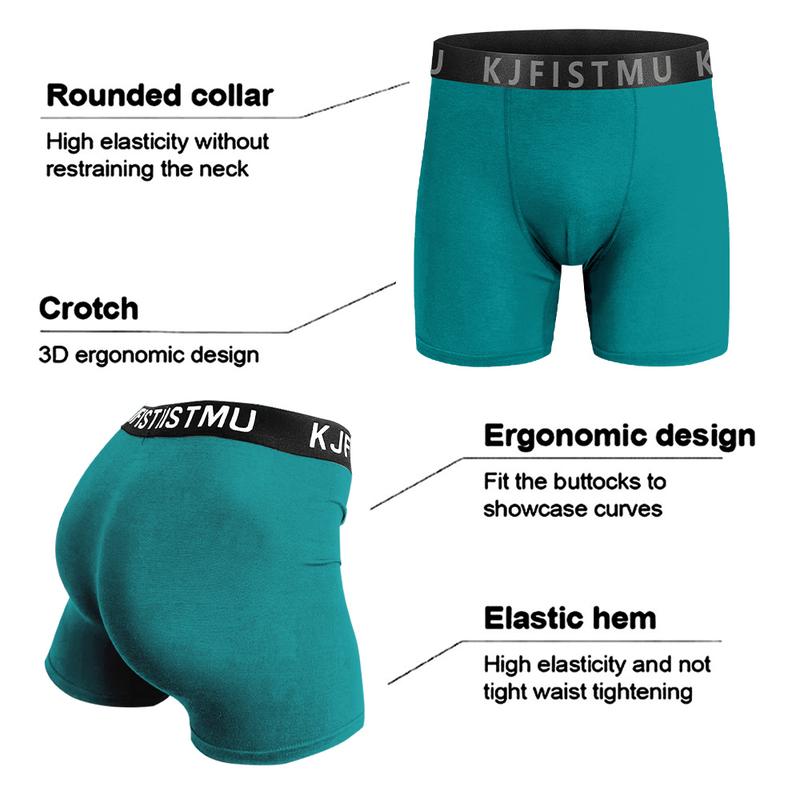 KJFISTMU 12-piece men's boxer briefs, solid color and simple design, graffiti print, extended length, made of elastic spandex fabric, suitable for young men for casual wear, sports, and gym use, moisture-wicking, breathable, cool and comfortable.