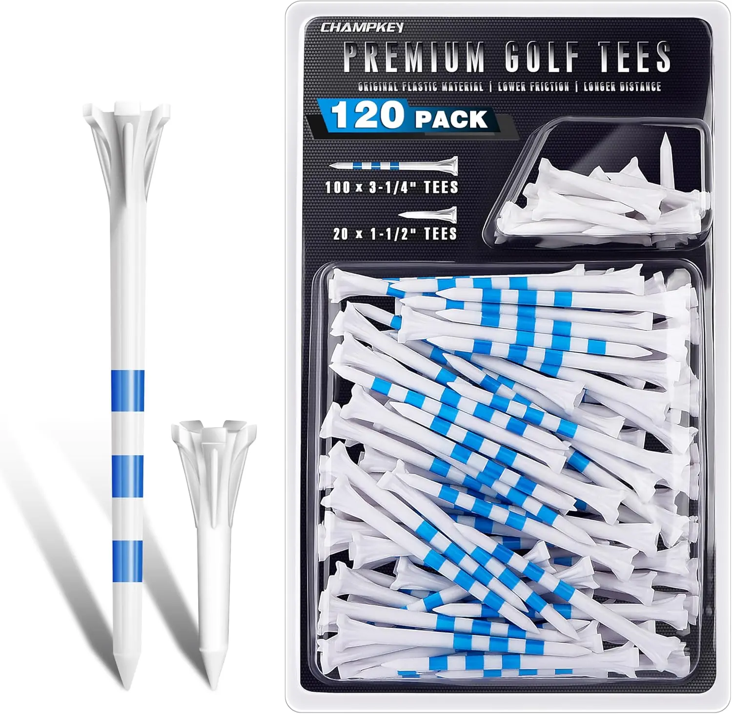 Unisex Functional 5-Prong Plastic Golf Tees - 100 or 120 Pack, 50% Ball Optimization, Longer Drive for Golf Teeing