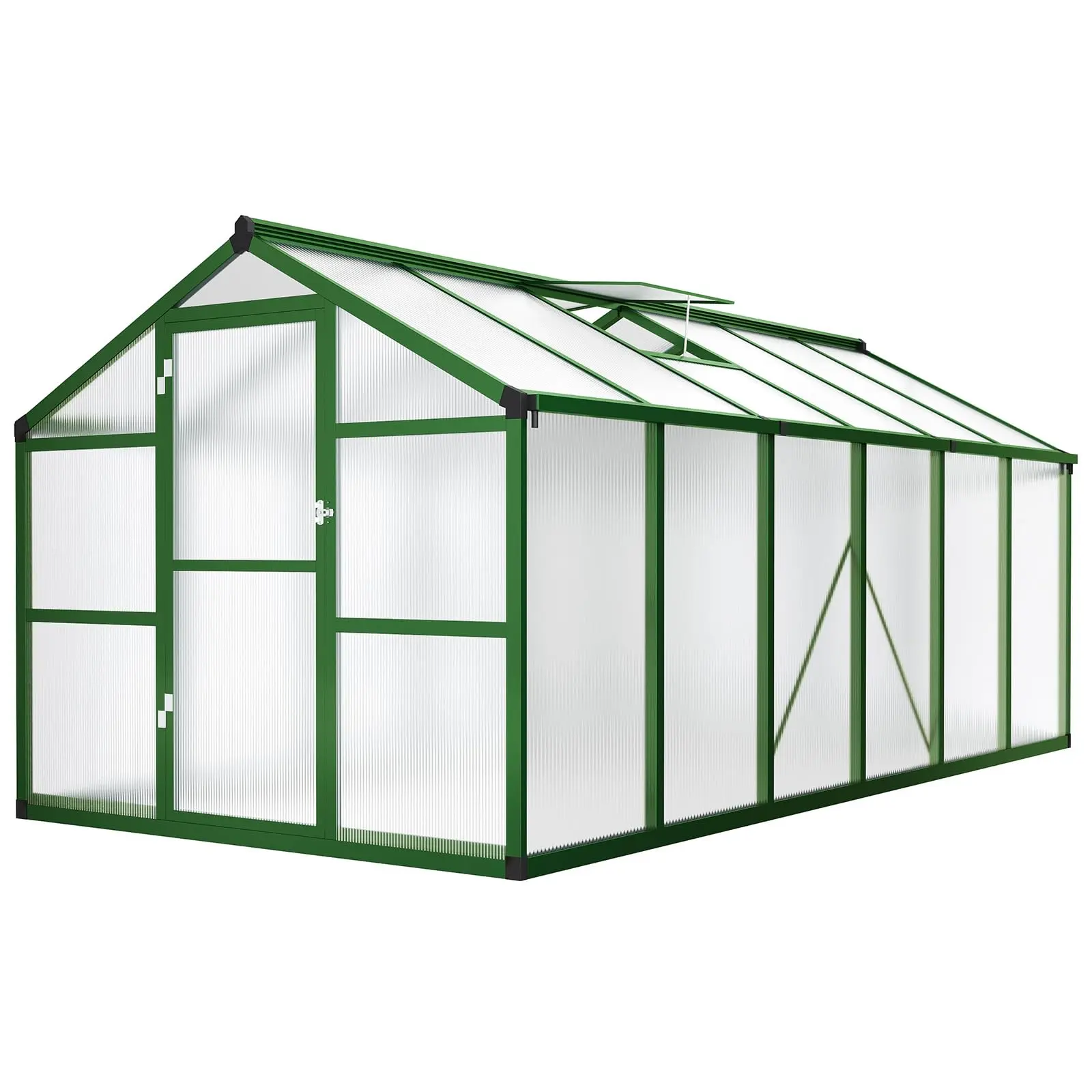 Garvee 8x12 FT Garden Greenhouse Kit - Heavy Duty Aluminum Frame Outdoor Polycarbonate Greenhouses, Adjustable Roof Vent, 110 lbs/sq ft, Balanced Airflow, Assembly Required for Backyard Winter Gardening