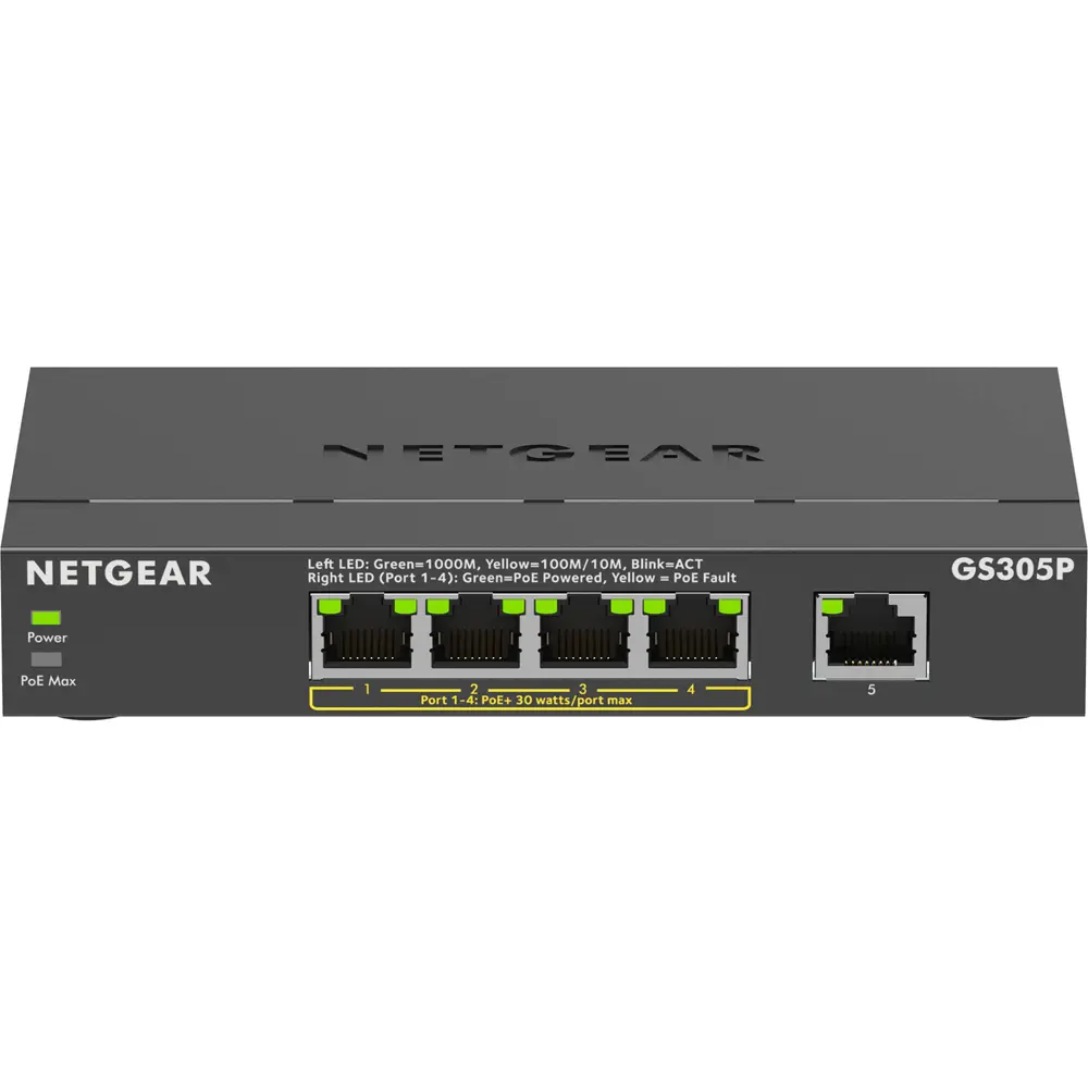NETGEAR GS305P 5-Port Gigabit PoE+ Compliant Unmanaged Network Switch