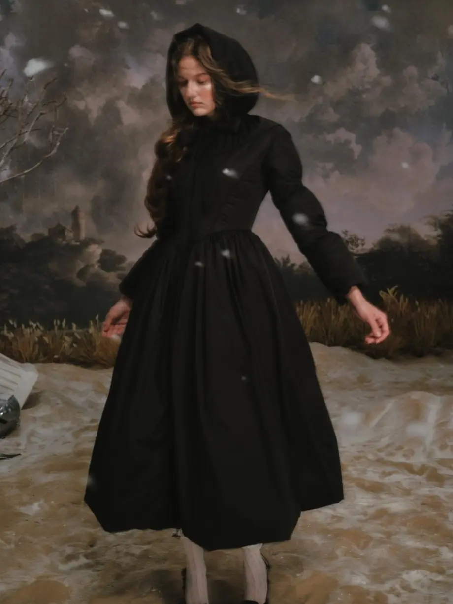 Black Warrior Down Coat Soft Shell Jacket Casual Longline Outerwear