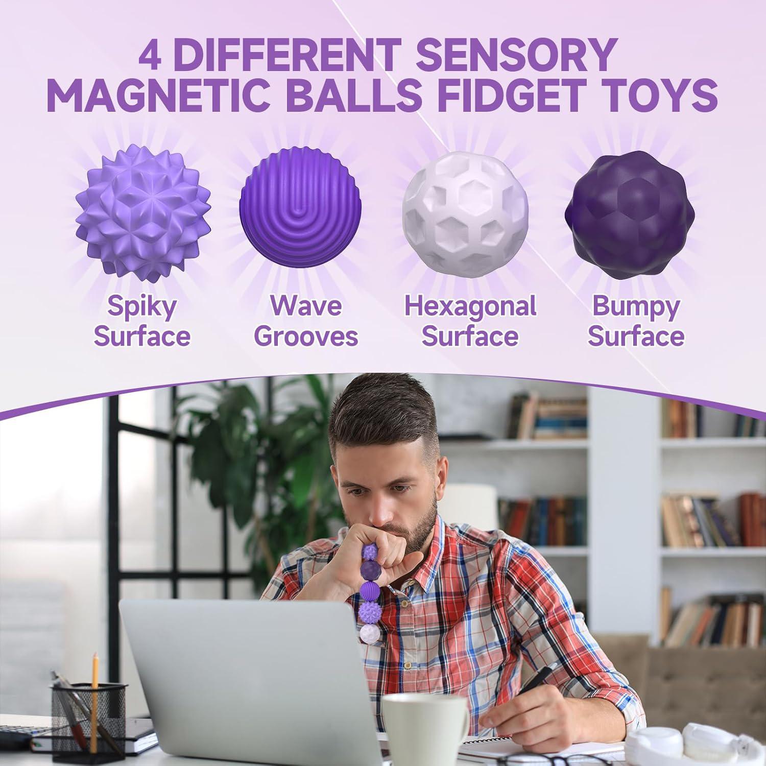 Magnetic Sensory Ball Fidget Toys for Adults&Teens, 8pcs Sensory Attraction Stress Balls with Silicone Shell to Calm Restless Hands Anxious Mind, Desk Stress Magnetic Fidget Balls for Anxiety Relief,Autism and ADHD Classroom Office Magnetic Sensory Ball Fidget Toys for Adults&Teens, 8pcs Sensory Attraction Stress Balls with Silicone Shell to Calm Restless Hands Anxious Mind, Desk Stress Magnetic Fidget Balls for Anxiety Relief,Autism and ADHD Classroom Office
