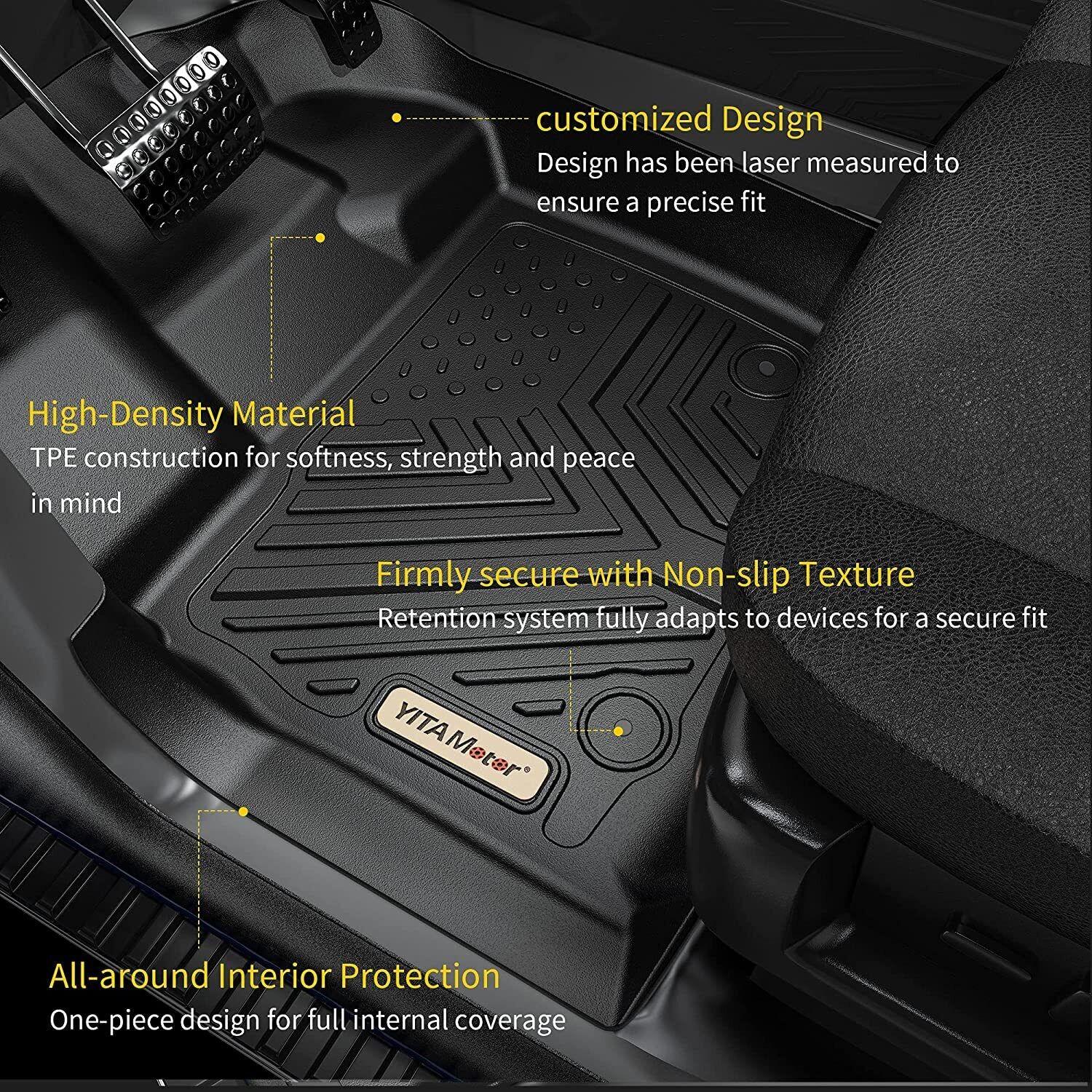 YITAMOTOR Floor Mats Compatible with Highlander, Custom Fit Floor Liners for 2014-2019 Toyota Highlander, 1st & 2nd Row