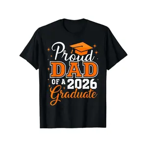Men'S Proud Dad of a 2026 Graduate T-Shirt - Black with Orange Lettering & Diploma Design - Comfortable Round Neck Short Sleeve Casual Fit - Graduation Party Outfit, Father'S Day & Christmas Gift for New Graduates - All-Season Comfortable Wear