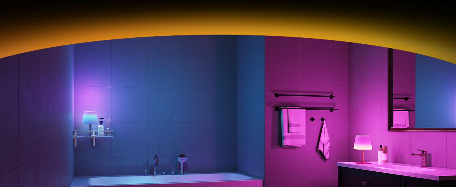 EZVALO Waterproof Shower Lamp, RGB Color Changing Cordless Table Lamp with Remote, 83 Scene Modes, Rechargeable 4500 mAh Touch LED Light for Bathroom, Spa-Like Shower, Bathtub, Bedroom, Patio, Camping, Home Decor, Valentines Day Gifts for Her