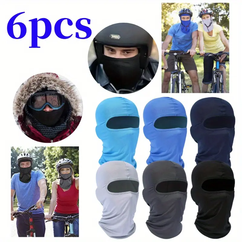 Unisex Adults' 6-Pcs Motorcycle Balaclava Face Mask Multipack - Breathable Polyester Synthetic Knit, Stretchy 1 Size Fit Most, Minimalist Design, Dust-Proof, Over 12 Ways to Wear, All-Season Riding Fashion Accessory, Father's Day Gift, 6Pcs Colorful, One