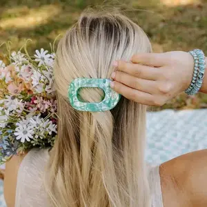 TELETIES Flat Round Hair Clip | Small | Spring Splash