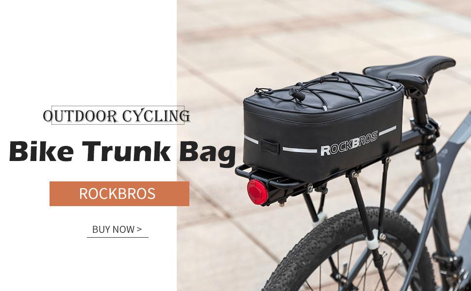 ROCKBROS Bike Rack Bag Saddle Pannier Bag Waterproof 6L or 9L for Cycling with Reflective Stripes and Red Tail Light
