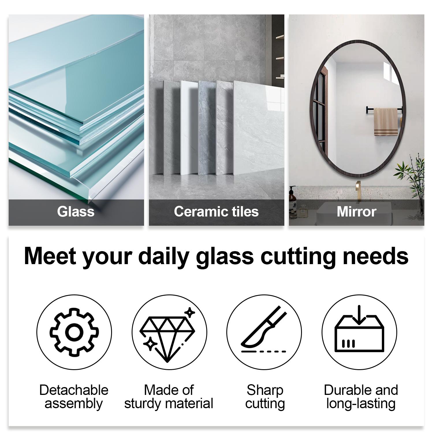 Glass Cutter with Diamond Head & Steel Blade for 3-15mm Glass, Anti-Slip Handle Tool for Precision Cutting Work Professional Cutter for Thick Glass Mosaic and Tiles - Pencil Shape & Design, Ideal Gift