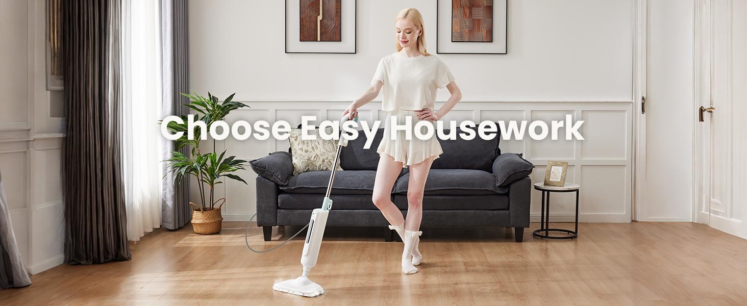 Steam Mop for Floor Cleaning, 2 Washable Pad, Lightweight Floor Steamer Cleaner for Hardwood/Tile/Laminate Floors Carpet