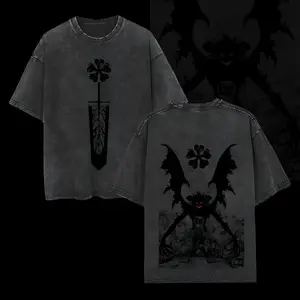 Vintage Retro 90s Asta Wizard King Black Clover Anime Vintage Washed Tee Unisex Oversize Anime Manga Washed Heavyweight Cotton T-shirt, Gift For Anime Fan Lover