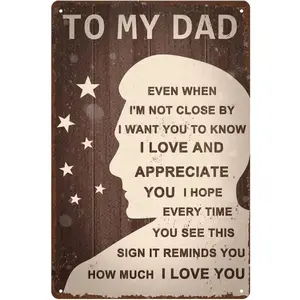 “TO MY DAD” Rustic 8x12” Metal Sign for Dad – Vintage Wall Art with Love & Thanks – Father’s Day or Birthday Gift from Son or Daughter
