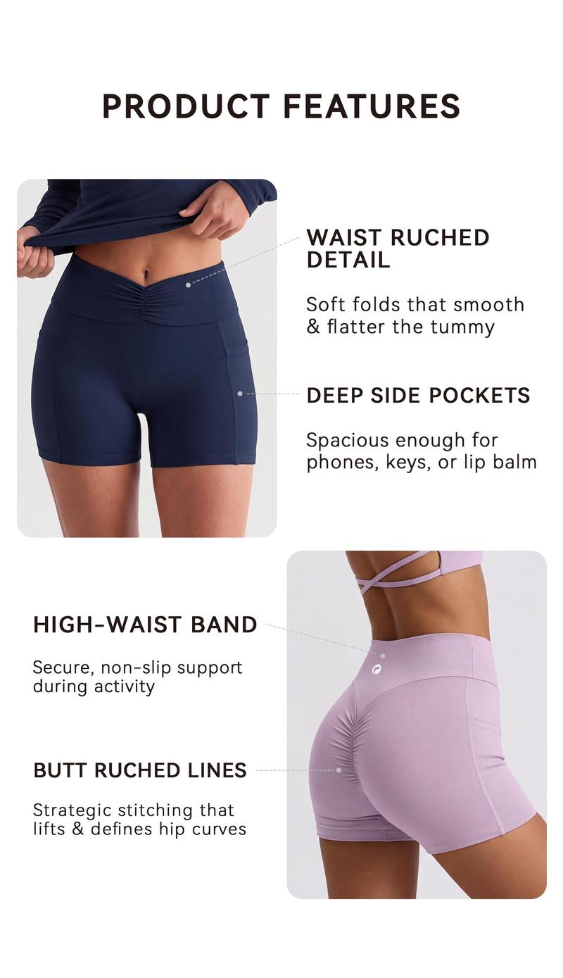 OQQ Women's High-Waisted Yoga Shorts Side Pocket Design Fitness Shorts Running Yoga Gym Shorts Basic Minimalist Bottoms