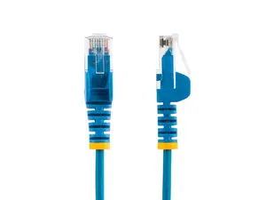 StarTech 15ft Blue Slim CAT6 Ethernet Cable, Snagless, 100W PoE, UTP, LSZH, 28AWG Pure Bare Copper Wire, Slim RJ45 Network Patch Cord w/Strain Reliefs, Fluke Tested Model N6PAT15BLS