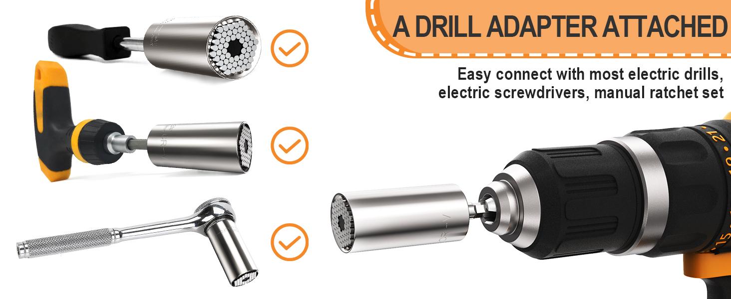 Fathers Day Dad Gifts from Daughter Son Wife Super Universal Socket Tools Gifts for Men, Grip Set with Power Drill Adapter Cool Stuff Gadgets Present Ideas Gifts for Dad Husband Him Grandpa Step Dad