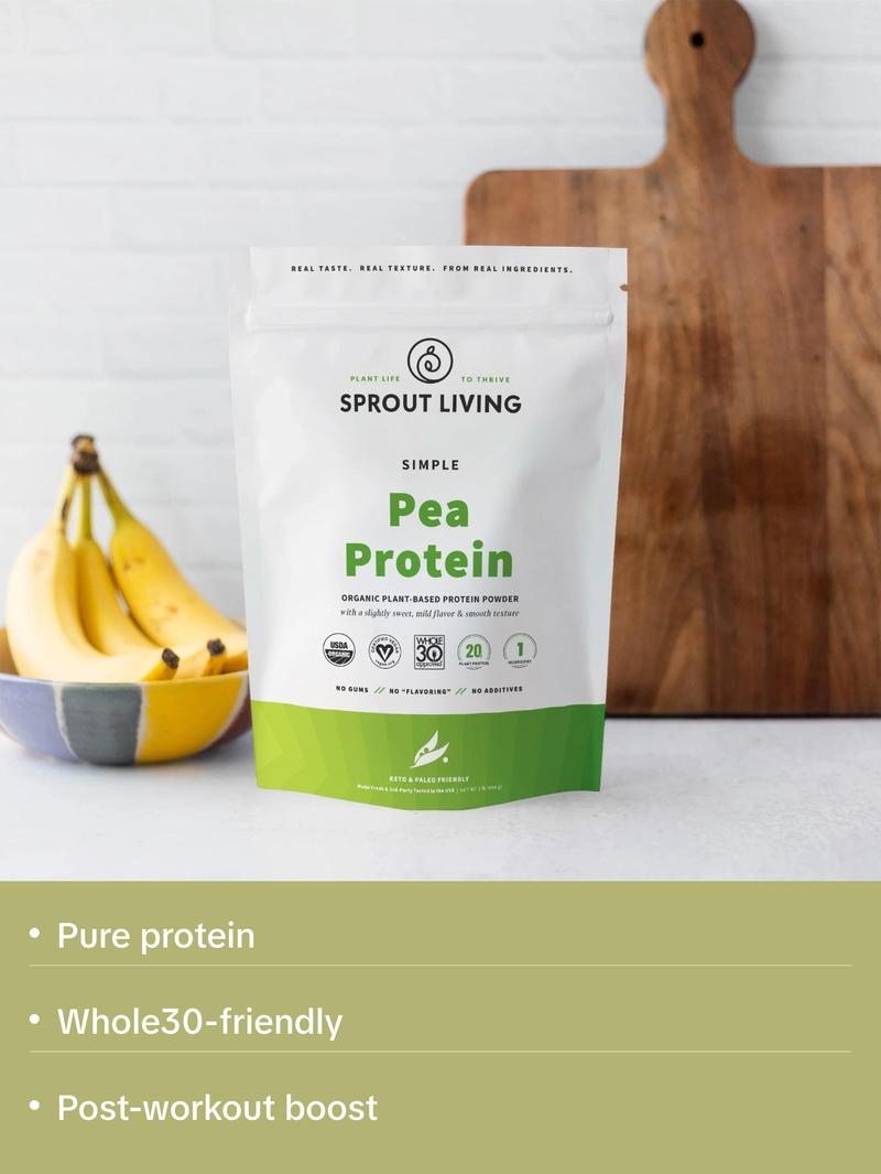 Sprout Living Simple Pea Protein Organic Unflavored Plant-Based Powder 20g Protein Per Serving Hypoallergenic Low FODMAP Keto Paleo Friendly US Sprout Living Simple Pea Protein Organic Unflavored Plant-Based Powder 20g Protein Per Serving Hypoallergenic Low FODMAP Keto Paleo Friendly US