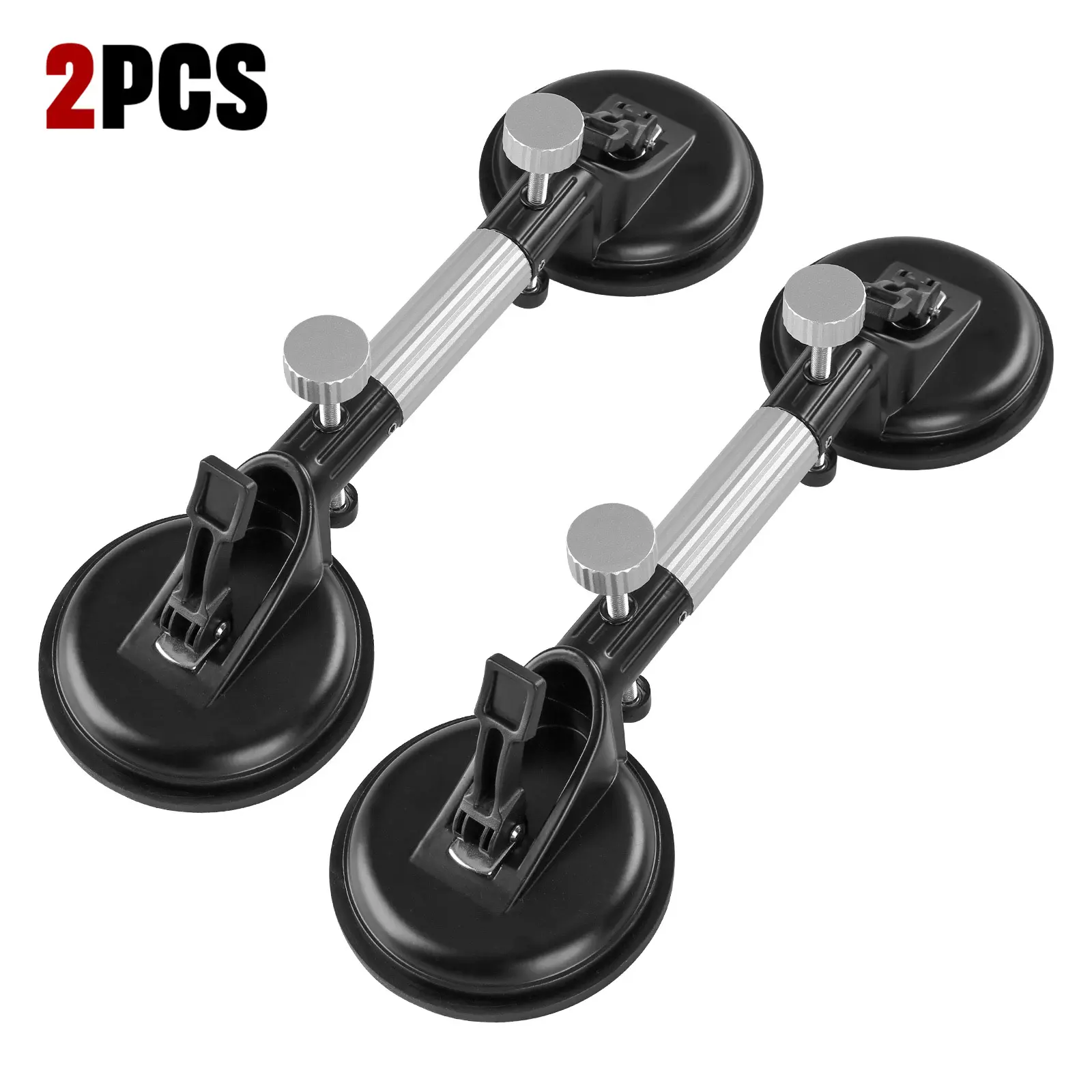 LOZLIN 2PCS Heavy-Duty Pro Countertop Alignment Clamps - Adjustable Vacuum Suction, Adjustable Clamp Height for Seamless Joints, Leveling on Granite, Marble, Stone Slabs with 13cm Natural Rubber Cups