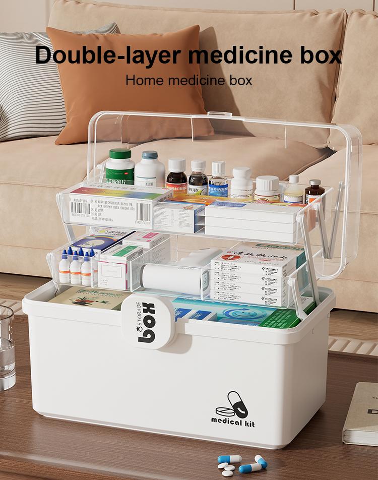UFORU Three-Tier Medicine Organizer,Portable Medicine Cabinet with Sliding Rail, Integrated Medication Storage Box, Sliding Drug Cabinet, Household First Aid Medicine Box, Large Capacity,Healthcare,Kit