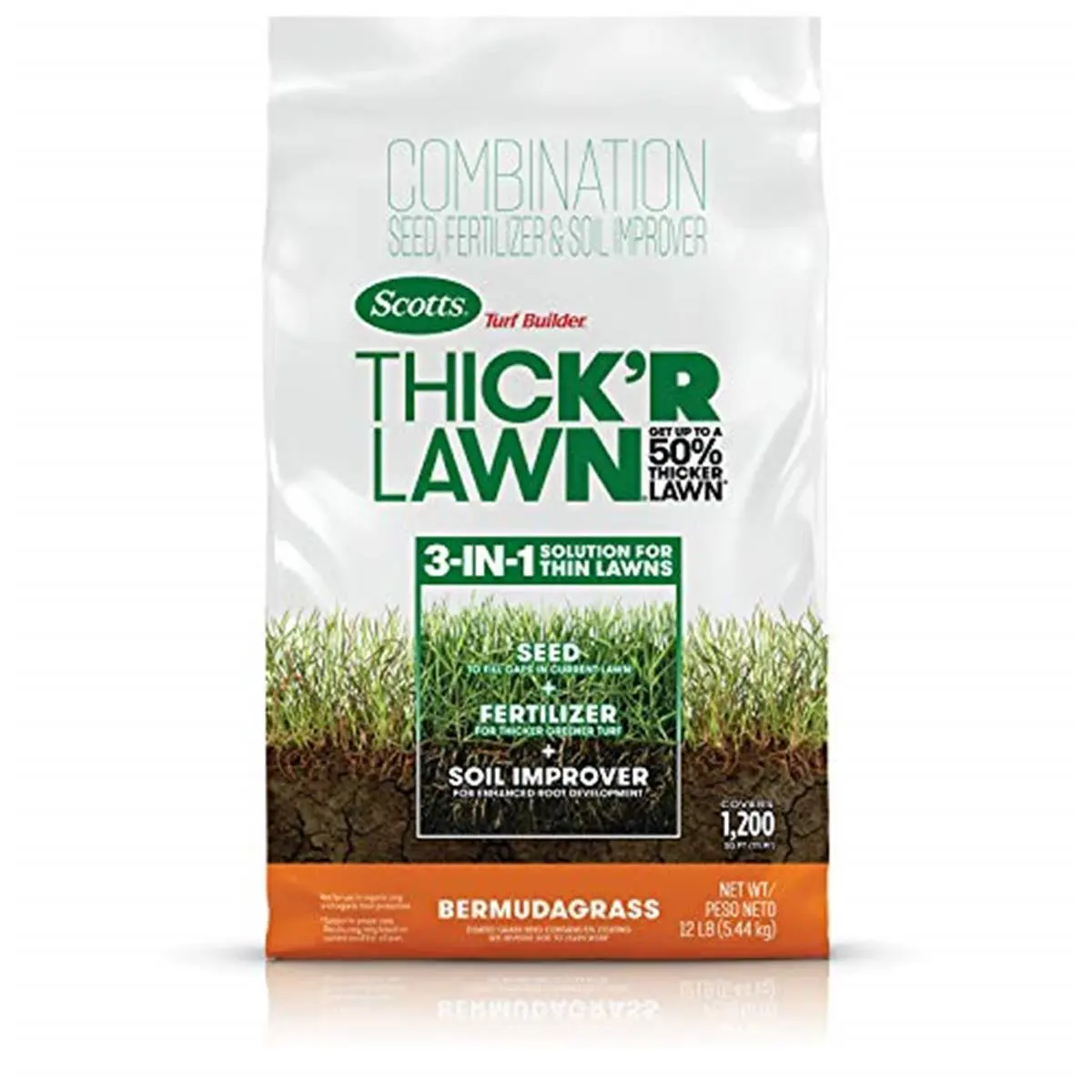 Scotts Turf Builder Bermuda Grass Seed & Granular Fertilizer, 12 lbs Bagged Product with Dense Growth & Root Boost