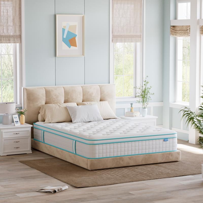 Medium Firm Hybrid Mattress with Twin & Full & Queen, 10 Inch & 12 Inch Memory Foam & Pocket Springs Hybrid Mattress in a Box, Breathable Euro Top Bed Mattress with Motion Isolation, Pressure Relief, Comfortable Sleep,CertiPUR-US Certified,Mattress Outlet