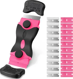 Razor Blade Scraper, With Extra 10pcs Plastic Blades And 10pcs Metal Blades, 2-in-1 Scraper Tool Set, Multi-Purpose Cleaning Scraper Remover for Stickers, Decals, Adhesive, Labels, Paint, Glass, Car, Window