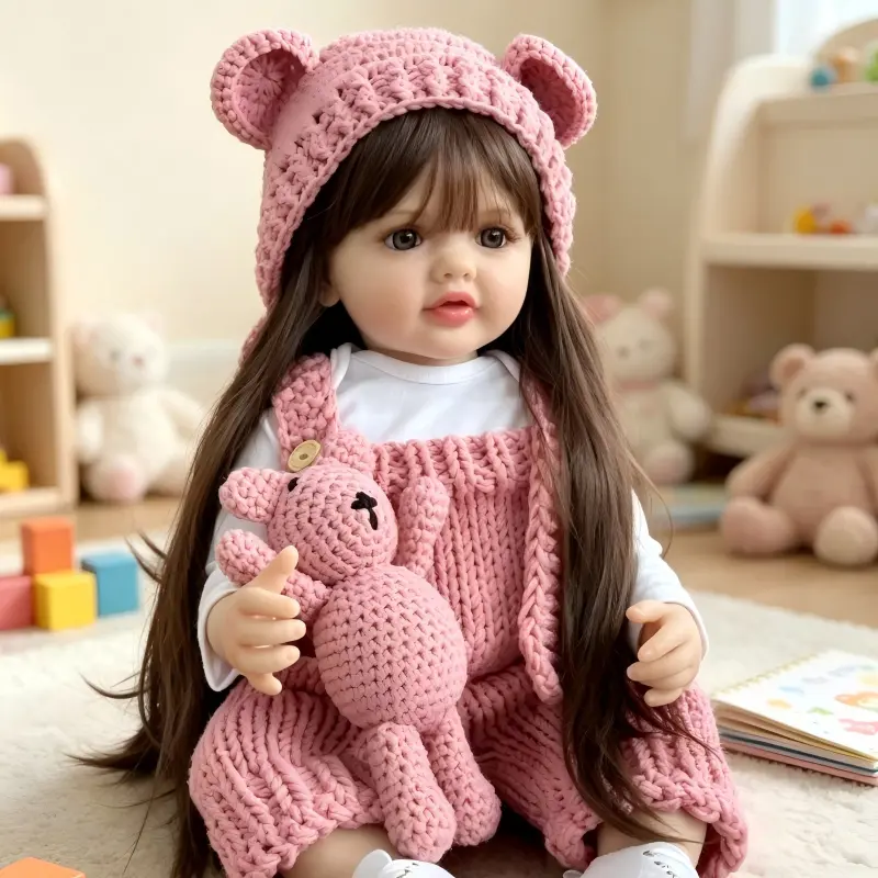 22-Inch (55cm) Realistic Reborn Baby Doll, Full Vinyl Body, Long Blond Hair, Open-Eyes Girl Doll Set, Cute Birthday & Christmas Gifts for Kids Trendy Dolls, Real Life Doll, Lifelike Newborn Doll