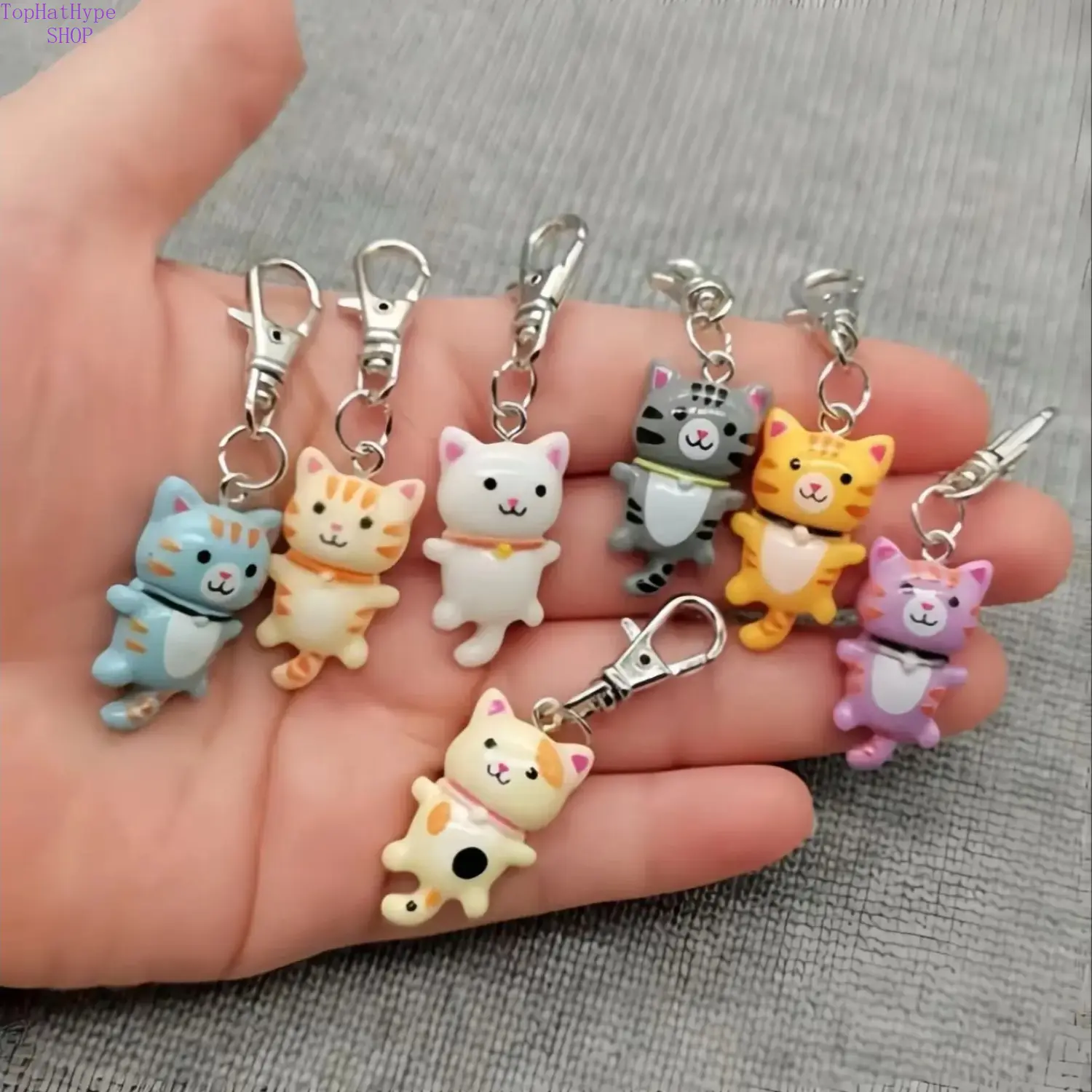 Kawaii Cartoon Cat Keychain Multipack - Kawaii Accessories, Animal Character Decor, Casual Accent for Women's Bags, Car Keys, Animal Character Keychains, Cute, Set, Animal Keychain, Cute Keychains