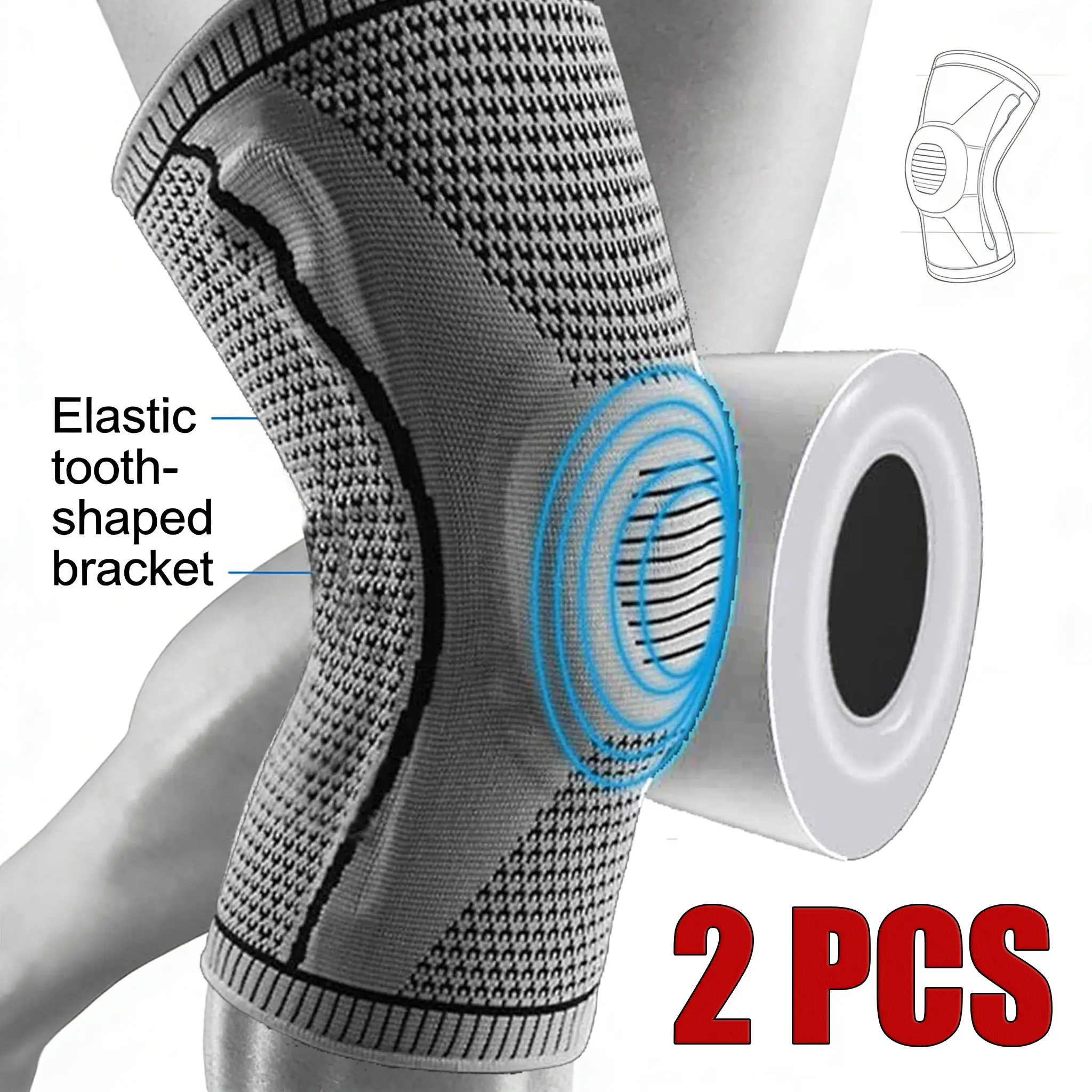 All-in-One Medical Knee Support Brace - 2-Pack with Adjustable Patella Gel Pad & Side Stabilizers for ACL, Meniscus Tear, Joint Pain, Running, Sports & Recovery, Secure Fit for Men & Women