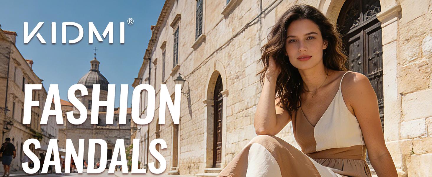 KIDMI Womens Flat Sandals Summer Sandals Arch Support Cork Footbed Slide Sandals with Double Adjustable Buckle for Women Men Outood Beach Sandals