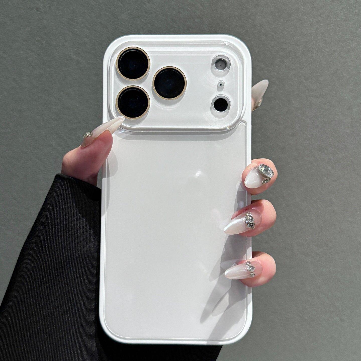 Candy Macaron Series – Skin-Feel Crystal Clear Case for iPhone 17, 16, 15, 14, 13 Pro Max – Soft TPU Bumper + Hard PC Back – Full Lens Coverage – Cute, Minimalist, Pink & White