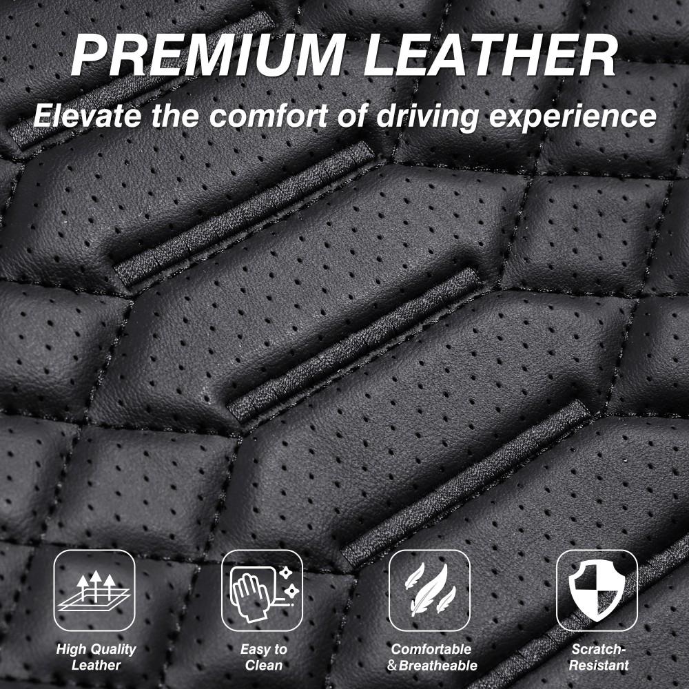 For Chevrolet Silverado GMC Sierra 1500/2500 HD/3500 HD Pickup Truck 2007-2025 Car Seat Covers, Soft Touch Premium Napa PU Leather Full Set Front Rear Seat Cushion Full Surround Design with Storage Bag, Breathable Non-Slip Waterproof Protector Pad Mat