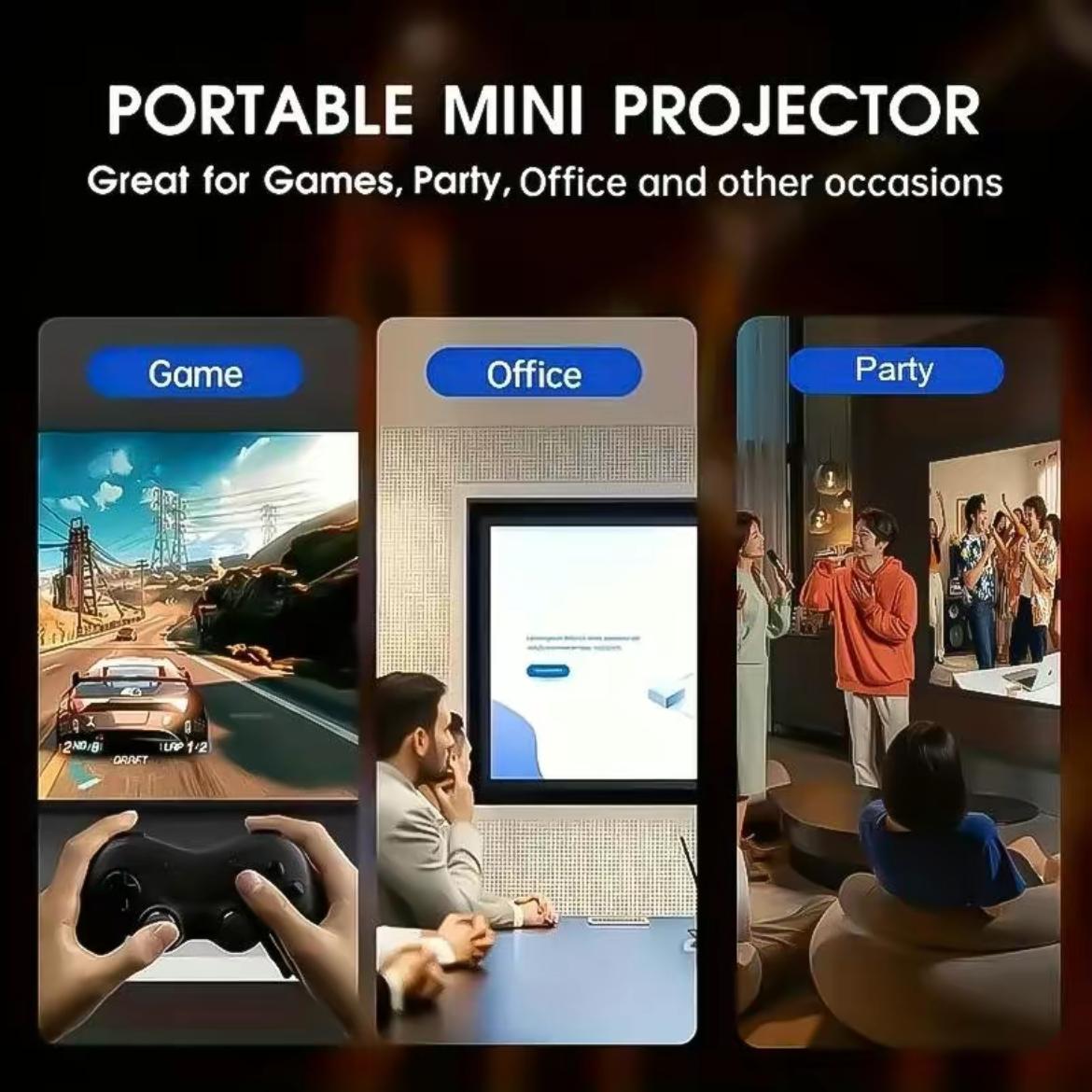 XBJ Mini Smart Projector HY300 720P Resolution Android 11 WiFi BT 5.0 Auto Keystone 130" Screen 180° Flip Audio Home Theater Surround Sound Portable Support