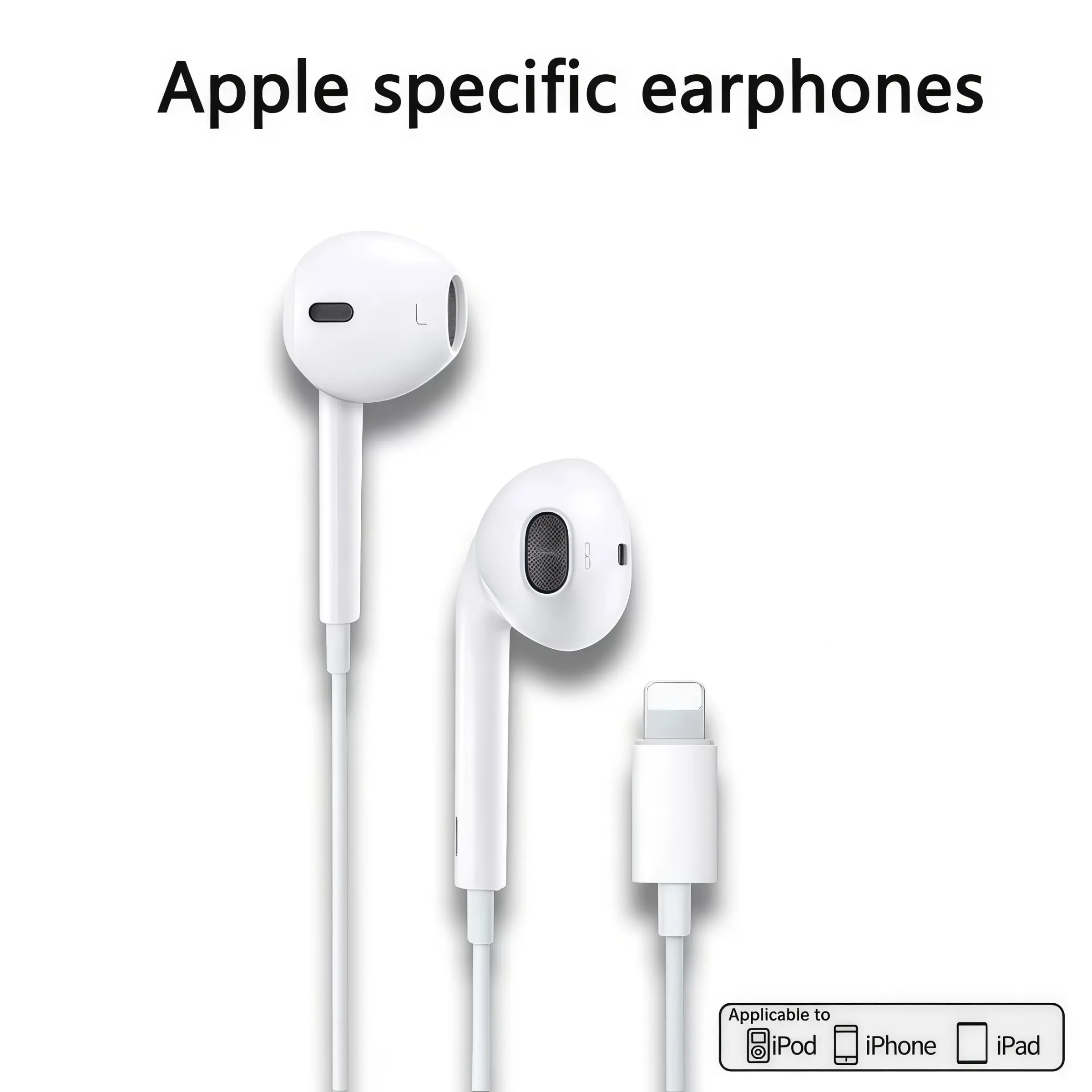 1PC Wired In-Ear Everyday Earbuds for iPhone, Lightning Interface Headphones with Microphone, Phone Bluetooth Required, Volume Control, Ideal for Music Calls Running Workout Commute