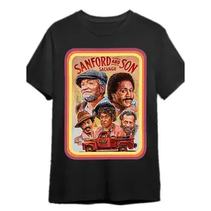 Sanford & Son Vintage Style Men's T-shirt-, Short Sleeve, round Neck, Classic TV Show Design-Suitable for Casual Wear and Theme Parties, Vintage T-shirt Tropical Breathable Menswear Soft Top Asian