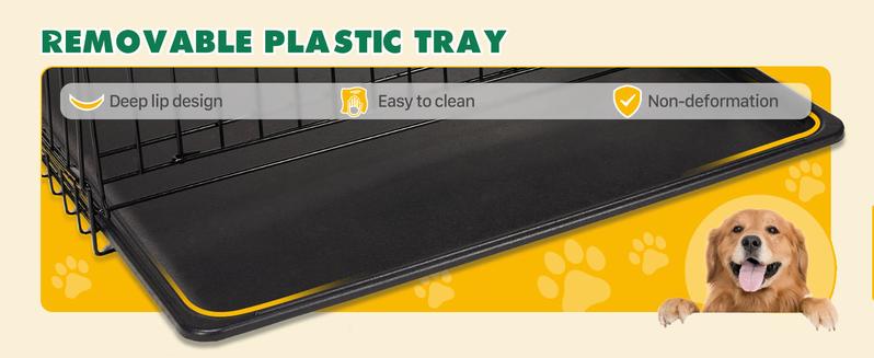 Large Dog Crate with Divider Panel, 24''/30''/36''/42''/48'' Double Door Folding Metal Wire Dog Cage with Plastic Leak-Proof Pan Tray, Pet Kennel for Indoor, Outdoor, Travel dogcrate training