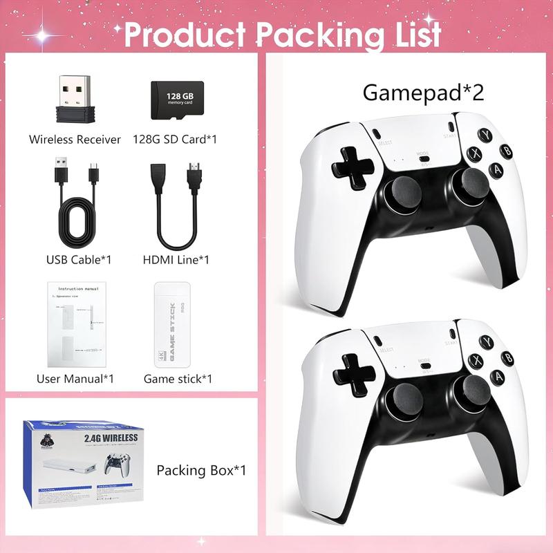 40000+ Classic Games 2026 All-New M15 Retro Gaming Stick Pro 128GB 4K Game Console 23 Emulators Dual 2.4G Wireless Controllers Plug and Play Portable for TV Monitor Projector