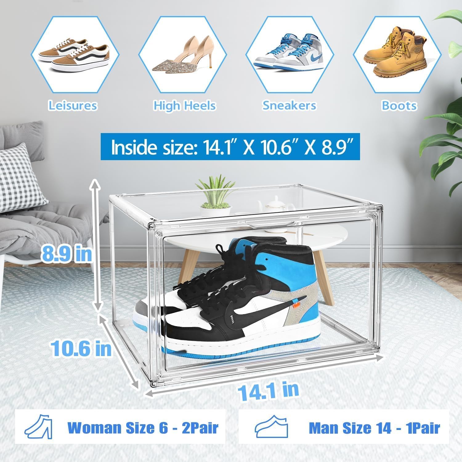 Acrylic Shoe Boxes Clear Stackable 4Pack Sneaker Storage for Sneakerheads Display Case Shoe Organiser Plastic Set Adjustable Acrylic Shoe Boxes Clear Stackable 4Pack Sneaker Storage for Sneakerheads Display Case Shoe Organiser Plastic Set Adjustable