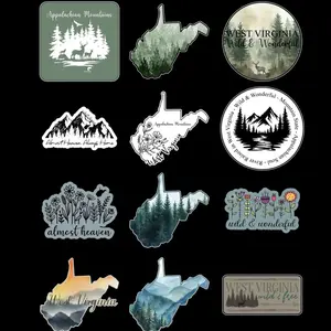 West Virginia 12 Pack Stickers Featuring Appalachian Mountains & Wild Wonderful Designs for Laptops and Water Bottles