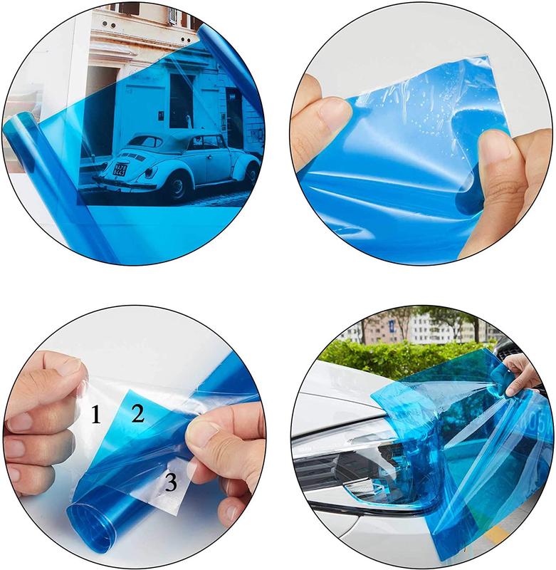 1ft x 5ft Extra-Wide Headlight Taillight Vinyl Tint Wrap Self Adhesive Fog Light Film Sheet Sticker Cover With Tools