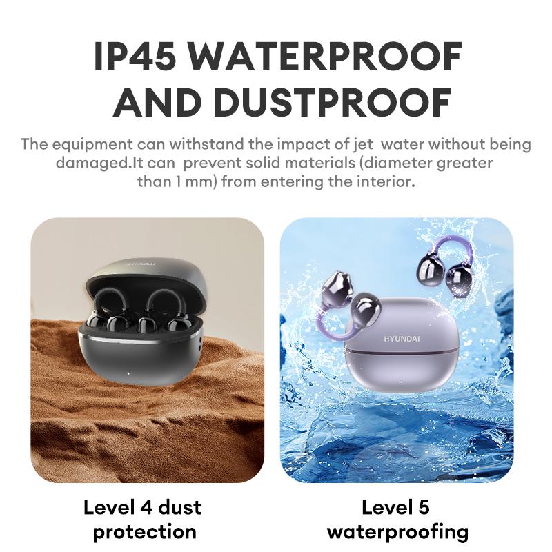 HYUNDAI Earclip C7 Wireless Earphones with Clip-On Design, Upgraded Panoramic Sound, Comfortable Fit, IP45 Waterproof Sports Earbuds, Audio Wireless Headphones for Music, Calls & Workouts