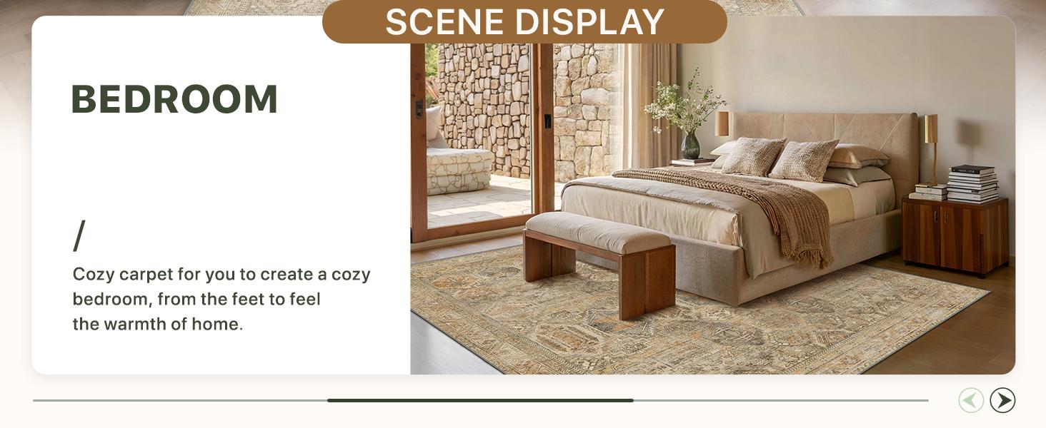 GENIMO Area Rugs, Ultra-Thin Foldable Low Pile Machine Washable Rug, Lightweight Machine Washable Rugs for Living Room Bedroom