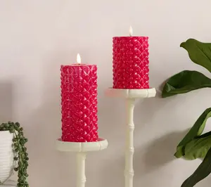 S/2 High Gloss Diamond Texture Flameless Candles by Kim Gravel S/2 High Gloss Diamond Texture Flameless Candles by Kim Gravel